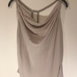 Silk tan top with fancy chains